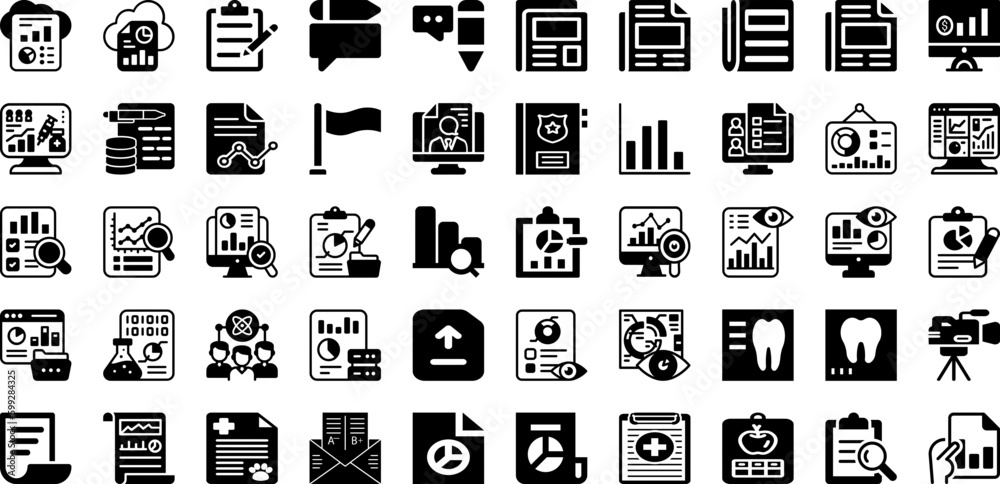 Report Icon Set Isolated Silhouette Solid Icons With Sign, Symbol, Vector, Business, Finance, Report, Icon Infographic Simple Vector Illustration Report Icon Set Isolated Silhouette Solid Icons With Sign, Symbol, Vector, Business, Finance, Report, Icon Infographic Simple Vector Illustration