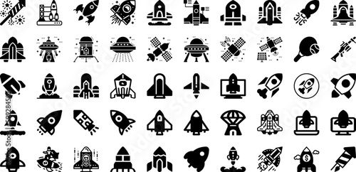 Rocket Icon Set Isolated Silhouette Solid Icons With Icon  Sign  Rocket  Launch  Symbol  Vector  Space Infographic Simple Vector Illustration