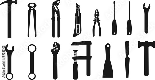 set of tools, isolated work tool symbol collection, vector illustration photo