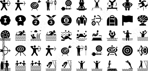 Sports Icon Set Isolated Silhouette Solid Icons With Sport, Icon, Football, Tennis, Symbol, Vector, Set Infographic Simple Vector Illustration