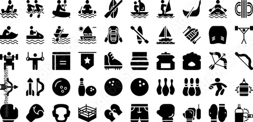 Sports Icon Set Isolated Silhouette Solid Icons With Tennis, Set, Symbol, Vector, Sport, Icon, Football Infographic Simple Vector Illustration