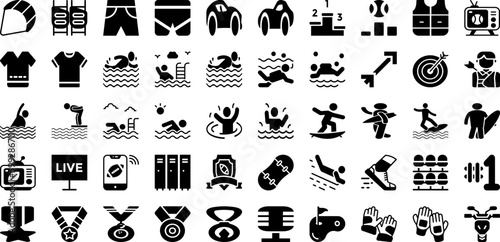 Sports Icon Set Isolated Silhouette Solid Icons With Football, Vector, Set, Sport, Symbol, Tennis, Icon Infographic Simple Vector Illustration