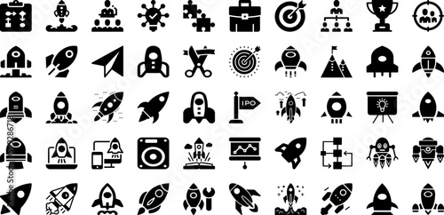 Startup Icon Set Isolated Silhouette Solid Icons With Line  Symbol  Vector  Icon  Business  Set  Startup Infographic Simple Vector Illustration