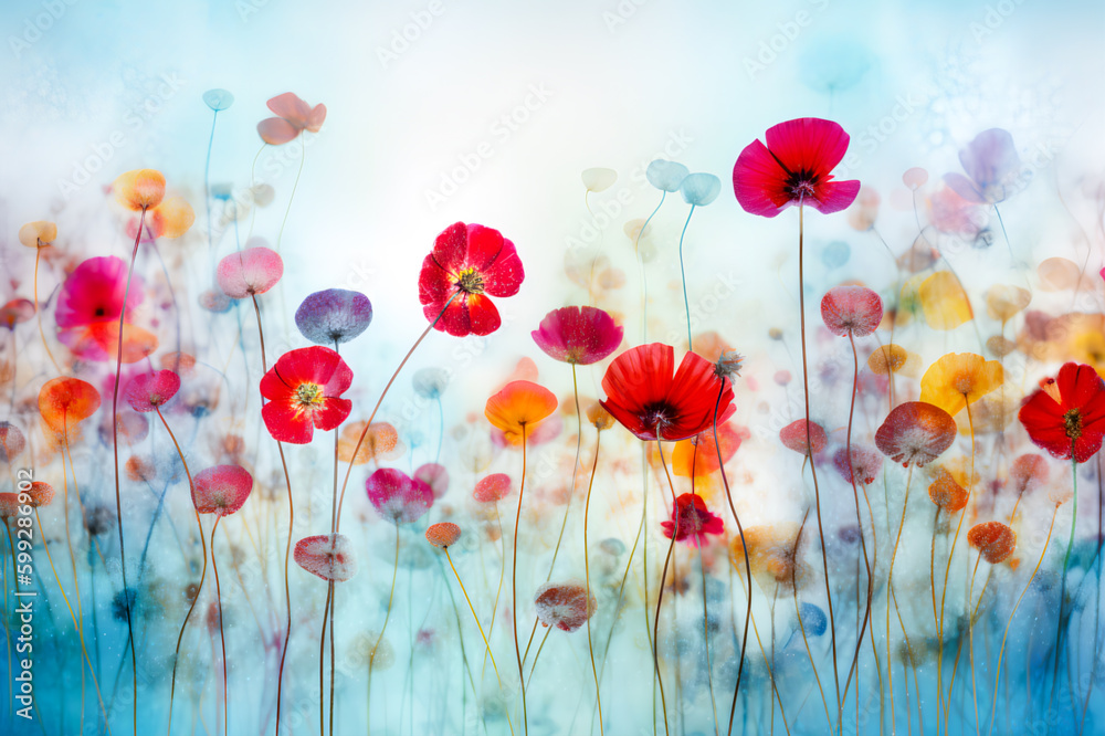 Obraz premium Bunte Blumen, minimalistisch und verträumt 
