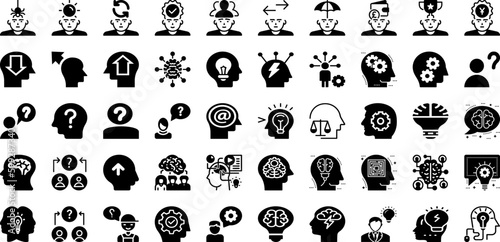 Thinking Icon Set Isolated Silhouette Solid Icons With Vector, Business, Symbol, Think, Idea, Icon, Line Infographic Simple Vector Illustration