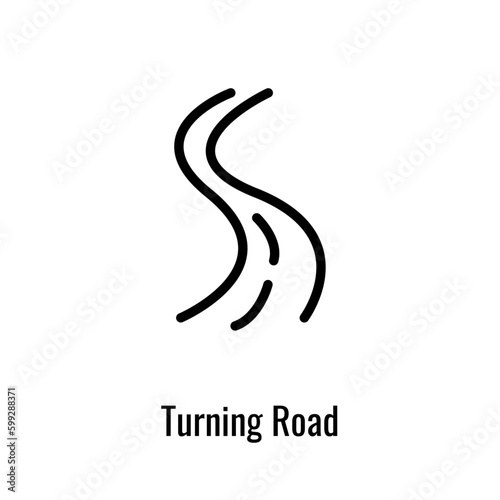 Turning road icon. Traffic ouline sign.