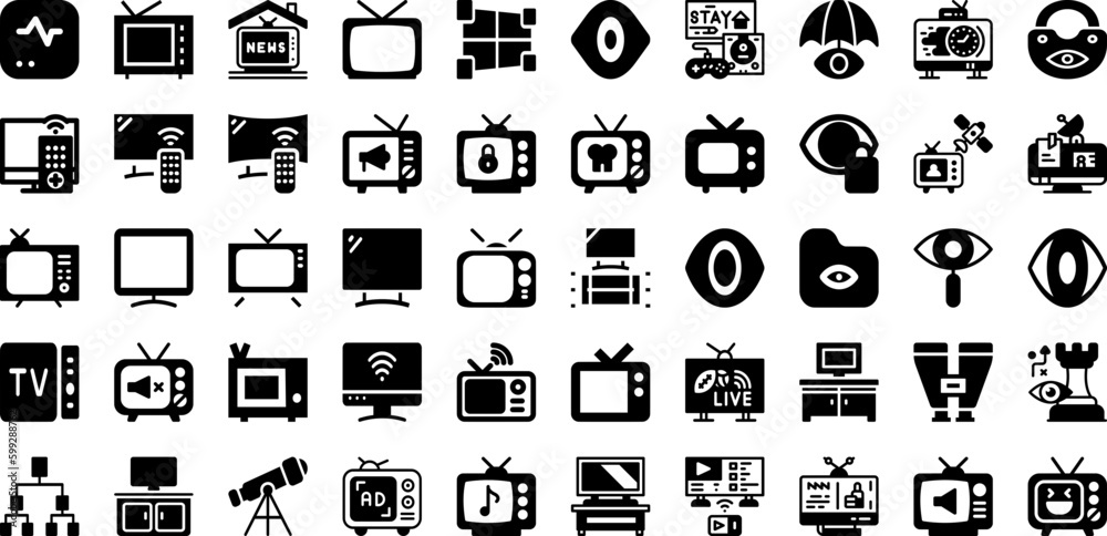 Vision Icon Set Isolated Silhouette Solid Icons With Strategy, Business, Vision, Line, Goal, Concept, Symbol Infographic Simple Vector Illustration