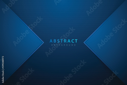 dark blue abstract background with paper cut realistic triangles and lines texture