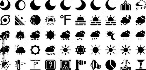 Weather Icon Set Isolated Silhouette Solid Icons With Weather, Sign, Vector, Set, Sky, Icon, Symbol Infographic Simple Vector Illustration