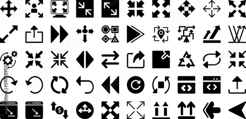 Arrow Icon Set Isolated Silhouette Solid Icons With Collection, Set, Icon, Arrow, Symbol, Sign, Vector Infographic Simple Vector Illustration