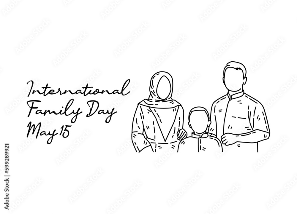 line art of international family day good for international family day celebrate. line art. illustration.