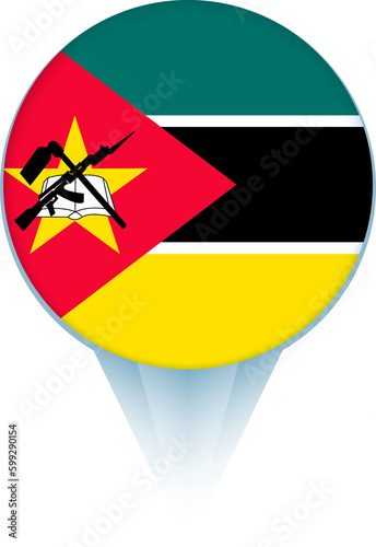 Map pointer with flag of Mozambique. Free Download Map pointer with flag of Mozambique. - GFXLoad