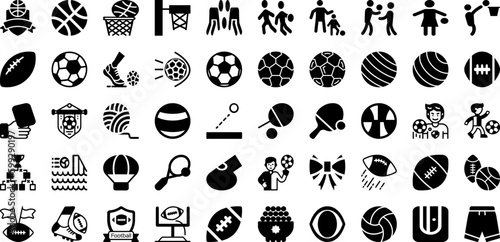 Ball Icon Set Isolated Silhouette Solid Icons With Ball, Vector, Symbol, Isolated, Design, Icon, Illustration Infographic Simple Vector Illustration