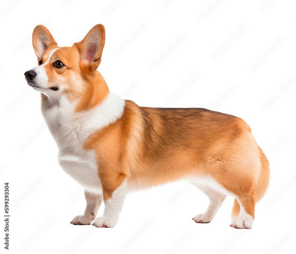 Standing Corgi dog on a transparent background. Generative AI Standing Corgi dog on a transparent background. Generative AI