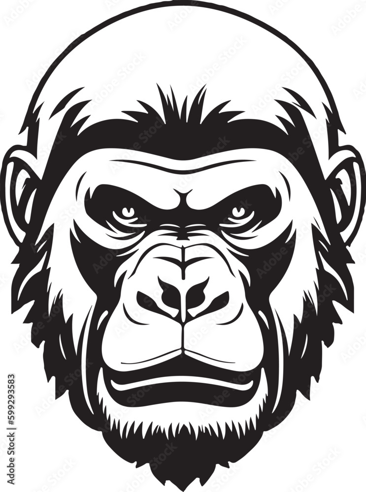 Pretty and powerful gorilla emblem art vector