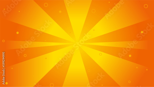 Orange Yellow Sun Sunshine On Juicy Background. Orange Juice. Circle Element BG. Explosion Light Bright. Comic Cartoon Backdrop Vector Design.