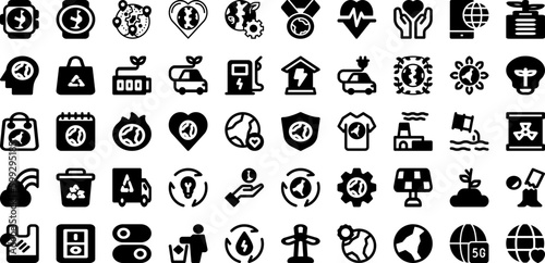 Earth Icon Set Isolated Silhouette Solid Icons With Vector, Map, Global, Icon, Globe, World, Earth Infographic Simple Vector Illustration