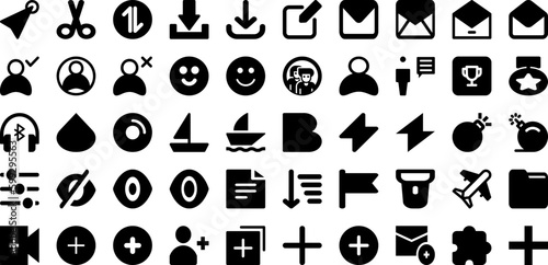 Face Icon Set Isolated Silhouette Solid Icons With Illustration, Face, Isolated, Vector, Set, Symbol, Icon Infographic Simple Vector Illustration