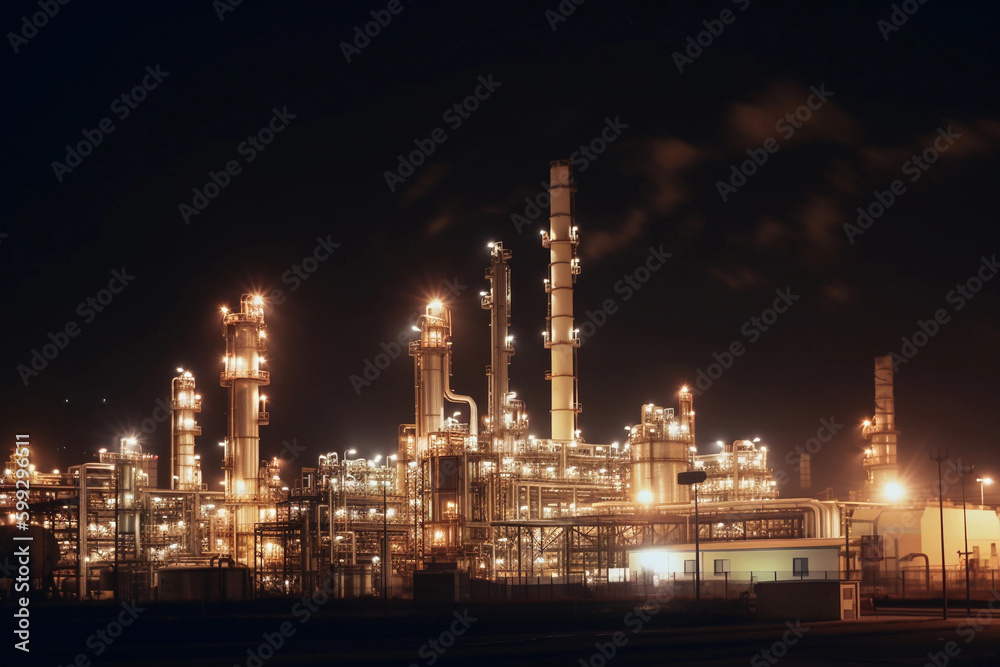 Fototapeta premium Energy industry. Energy production plants. AI Generated