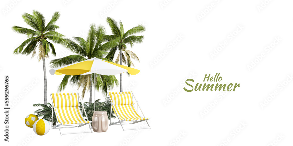 Obraz premium 3d render of it summer time with decoration sand beach concept