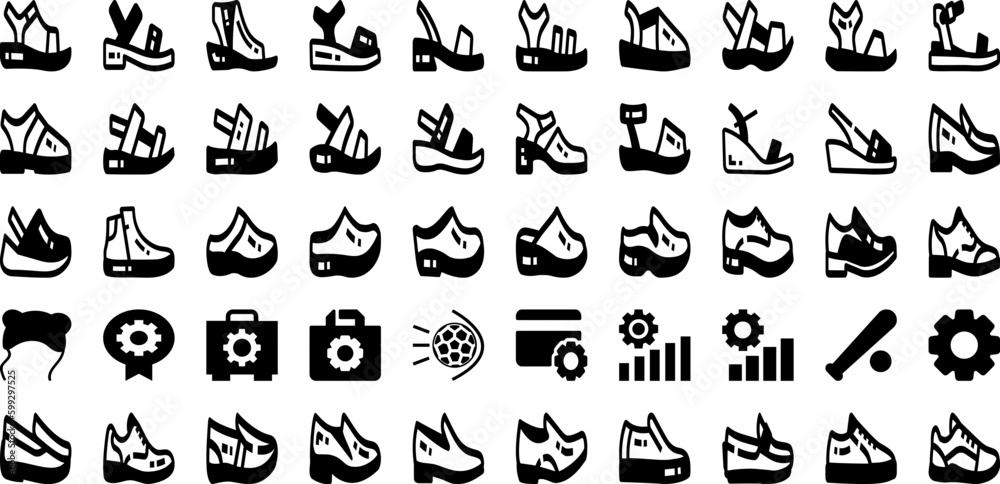 Gear Icon Set Isolated Silhouette Solid Icons With Work, Symbol, Gear, Icon, Sign, Technology, Business Infographic Simple Vector Illustration