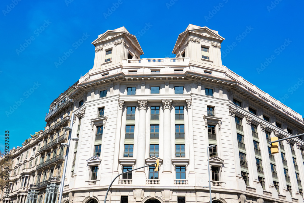 A detailed view of the architecture of the buildings on the Passeig de Gracia, Barcelona