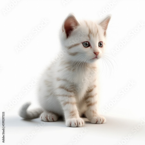 cat, kitten, animal, pet, isolated, domestic, feline, fur, white, cute, kitty, tabby, mammal, sitting, adorable, young, eyes, gray, pets, looking, one, grey, paw, portrait, breed © Enzo