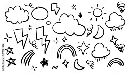 hand drawn weather doodle element