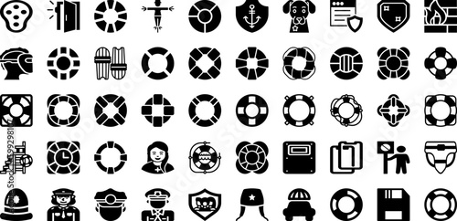 Guard Icon Set Isolated Silhouette Solid Icons With Safety, Security, Sign, Icon, Protection, Vector, Guard Infographic Simple Vector Illustration