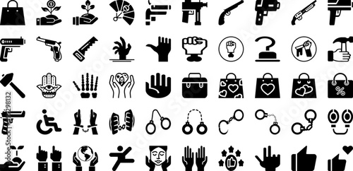 Hand Icon Set Isolated Silhouette Solid Icons With Isolated, Illustration, Sign, Hand, Icon, Symbol, Vector Infographic Simple Vector Illustration