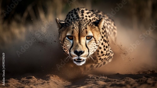 Stunning Cheetah in Motion: Wildlife Beauty - AI Generated photo