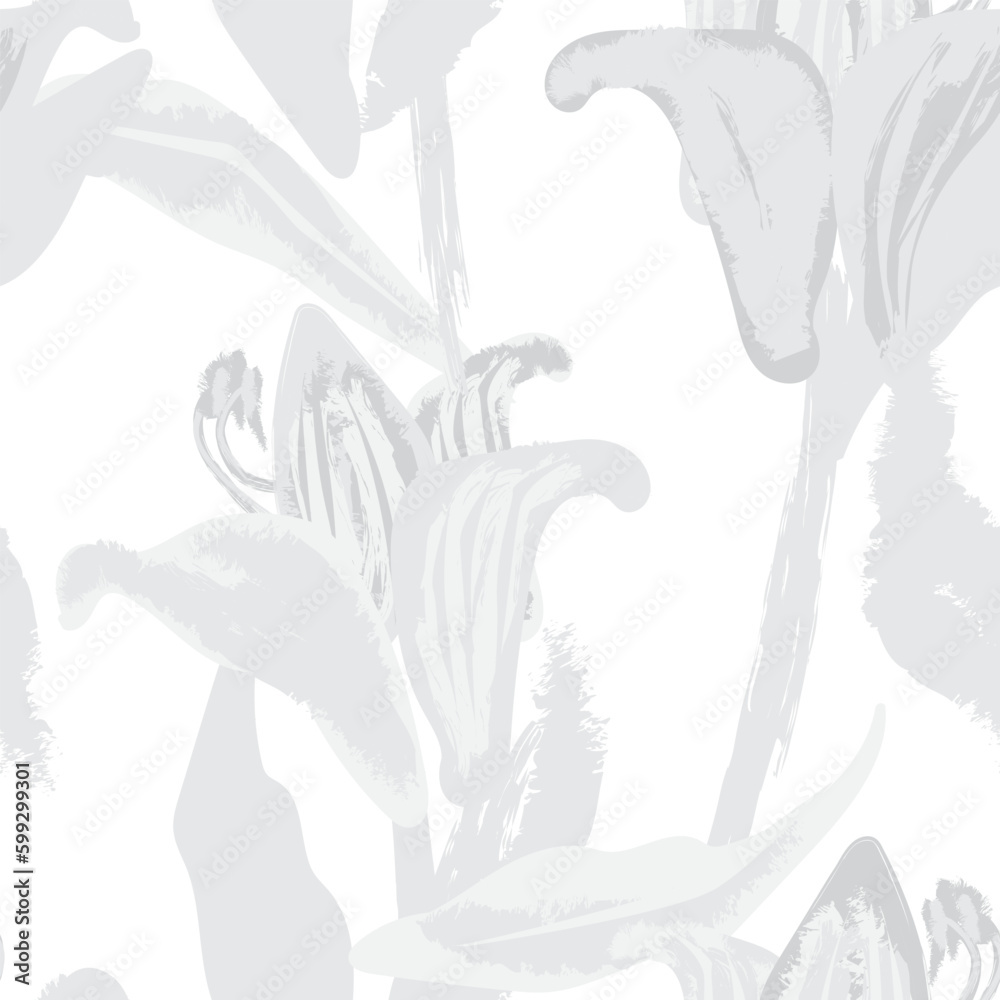 Monochrome Abstract Floral Seamless Pattern Design
