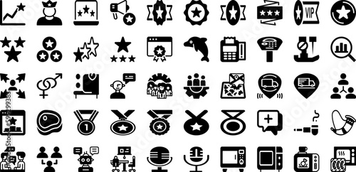 King Icon Set Isolated Silhouette Solid Icons With Symbol, King, Illustration, Icon, Crown, Vector, Sign Infographic Simple Vector Illustration