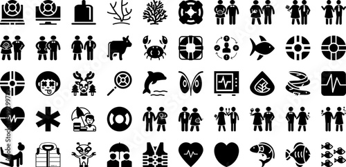 Life Icon Set Isolated Silhouette Solid Icons With Vector, Symbol, Sign, Illustration, Icon, Life, Health Infographic Simple Vector Illustration