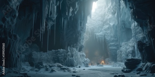 fantasy ice caves deep underground - generative ai © Andrus Ciprian
