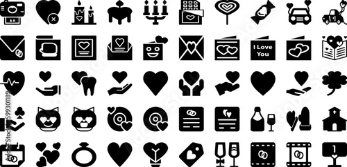 Love Icon Set Isolated Silhouette Solid Icons With Love, Heart, Symbol, Shape, Vector, Illustration, Icon Infographic Simple Vector Illustration