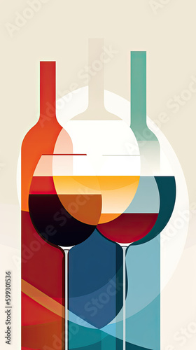 Obraz na plátně Flat colorful design wine tasting banner, wite modern flyer card