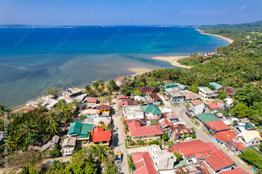Aerial of the town of Malay, Aklan on the island of Panay in the Philippines.
