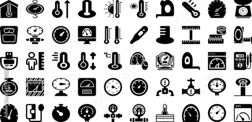 Meter Icon Set Isolated Silhouette Solid Icons With Icon, Meter, Symbol, Vector, Arrow, Sign, Power Infographic Simple Vector Illustration