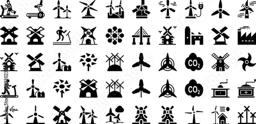 Mill Icon Set Isolated Silhouette Solid Icons With Vector  Symbol  Mill  Outline  Icon  Farm  Line Infographic Simple Vector Illustration