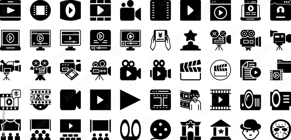 Movie Icon Set Isolated Silhouette Solid Icons With Cinema, Video, Movie, Icon, Film, Illustration, Entertainment Infographic Simple Vector Illustration Movie Icon Set Isolated Silhouette Solid Icons With Cinema, Video, Movie, Icon, Film, Illustration, Entertainment Infographic Simple Vector Illustration