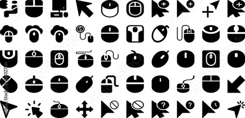 Mouse Icon Set Isolated Silhouette Solid Icons With Mouse  Illustration  Internet  Web  Symbol  Click  Vector Infographic Simple Vector Illustration