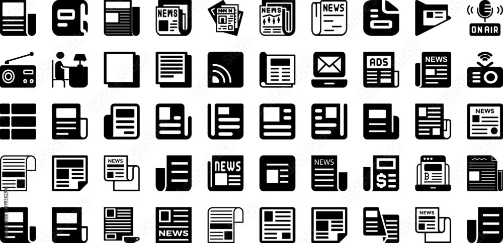News Icon Set Isolated Silhouette Solid Icons With Icon, Vector, Sign, Web, Media, News, Communication Infographic Simple Vector Illustration News Icon Set Isolated Silhouette Solid Icons With Icon, Vector, Sign, Web, Media, News, Communication Infographic Simple Vector Illustration