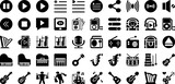 Music Icon Set Isolated Silhouette Solid Icons With Icon, Sound, Vector, Music, Sign, Musical, Note Infographic Simple Vector Illustration