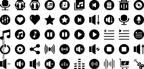 Music Icon Set Isolated Silhouette Solid Icons With Note  Musical  Sign  Music  Vector  Sound  Icon Infographic Simple Vector Illustration