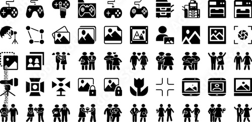 Photo Icon Set Isolated Silhouette Solid Icons With Photo, Symbol, Sign, Design, Vector, Icon, Camera Infographic Simple Vector Illustration