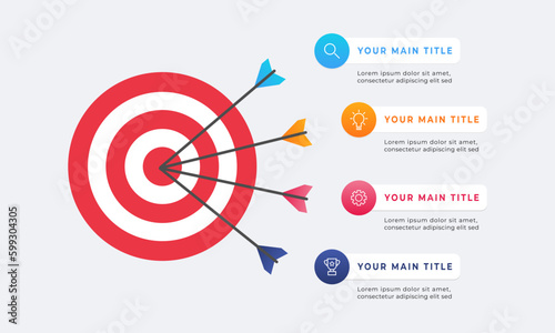 Goals infographic template. Business concept with 4 steps.