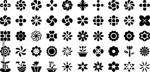 Plant Icon Set Isolated Silhouette Solid Icons With Leaf, Symbol, Line, Icon, Plant, Vector, Nature Infographic Simple Vector Illustration