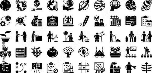 Plan Icon Set Isolated Silhouette Solid Icons With Vector, Plan, Sign, Illustration, Business, Symbol, Icon Infographic Simple Vector Illustration