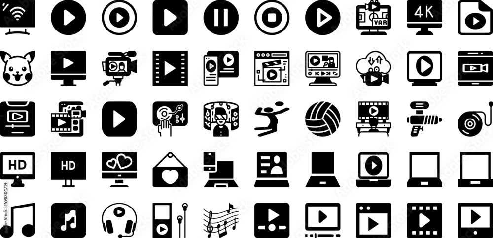 Play Icon Set Isolated Silhouette Solid Icons With Play, Media, Button, Symbol, Sign, Icon, Music Infographic Simple Vector Illustration Play Icon Set Isolated Silhouette Solid Icons With Play, Media, Button, Symbol, Sign, Icon, Music Infographic Simple Vector Illustration